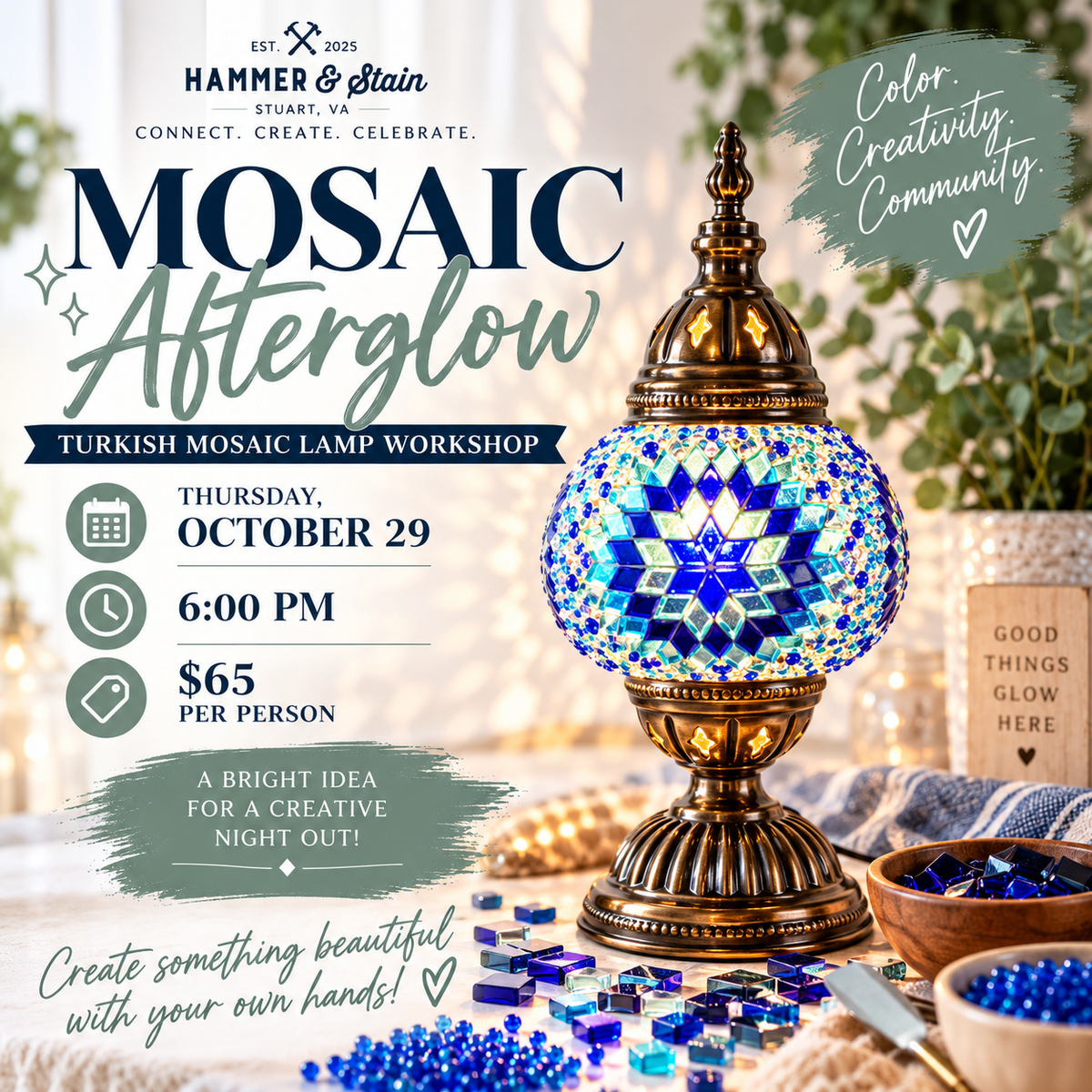 10/29/26 | Mosaic Afterglow | Turkish Mosaic Lamp Experience 6:00PM