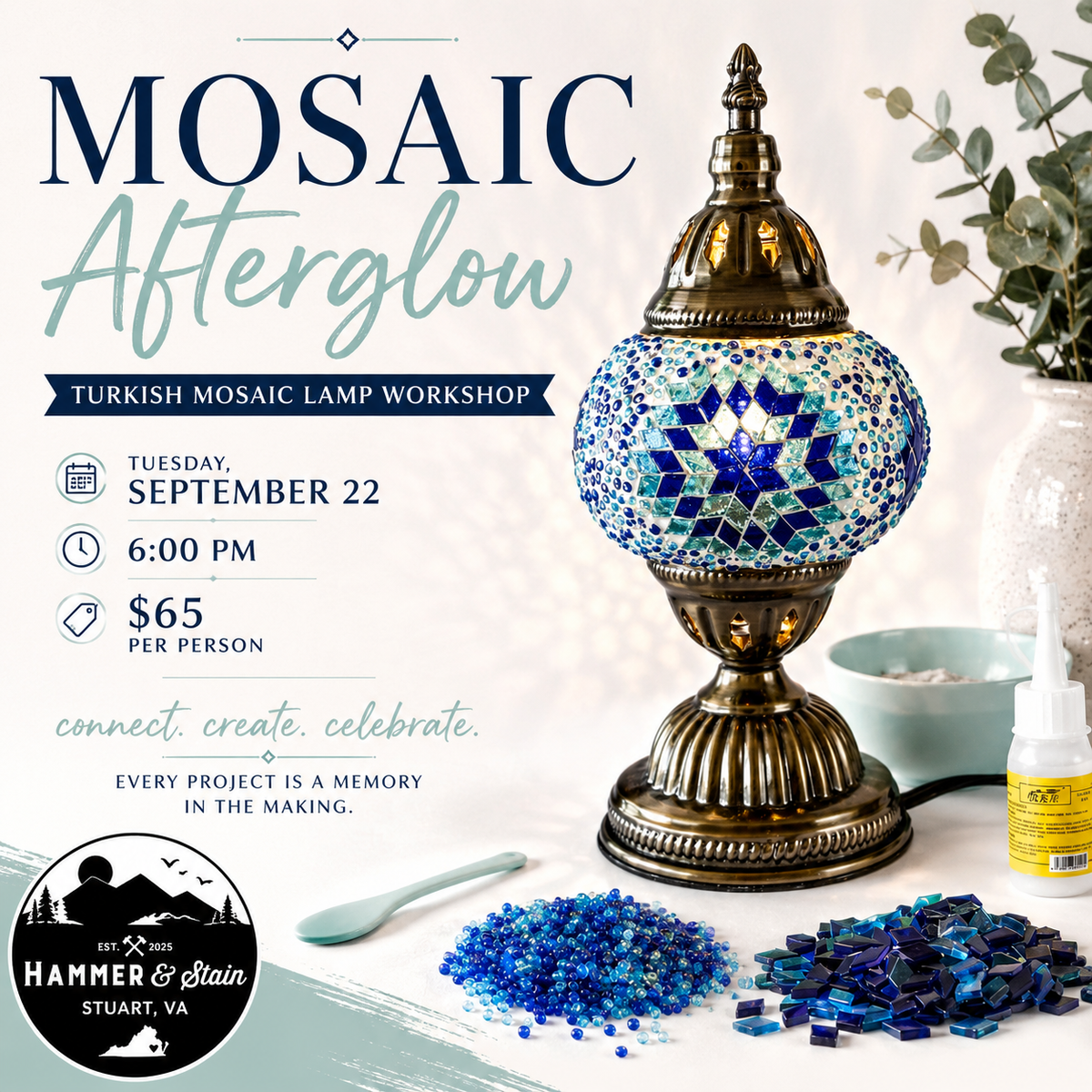 09.22.26 | Mosaic Afterglow | Turkish Mosaic Lamp Experience 6:00PM